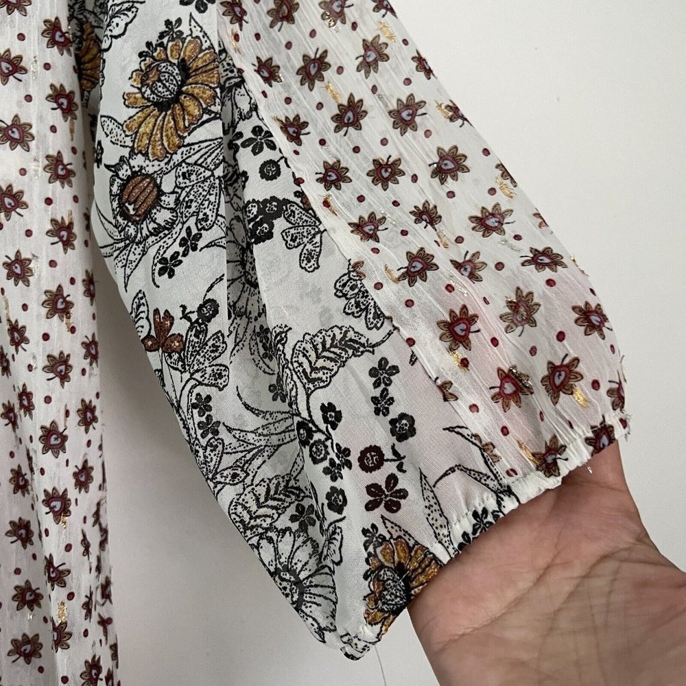 NWT Figueroa & Flower size XL Blouse Patterned with Gold/Silver Dots Flowy Boho - Picture 5 of 9
